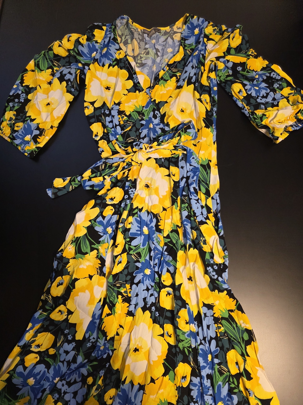 Floral Maxi Dress - Yellow & Blue
